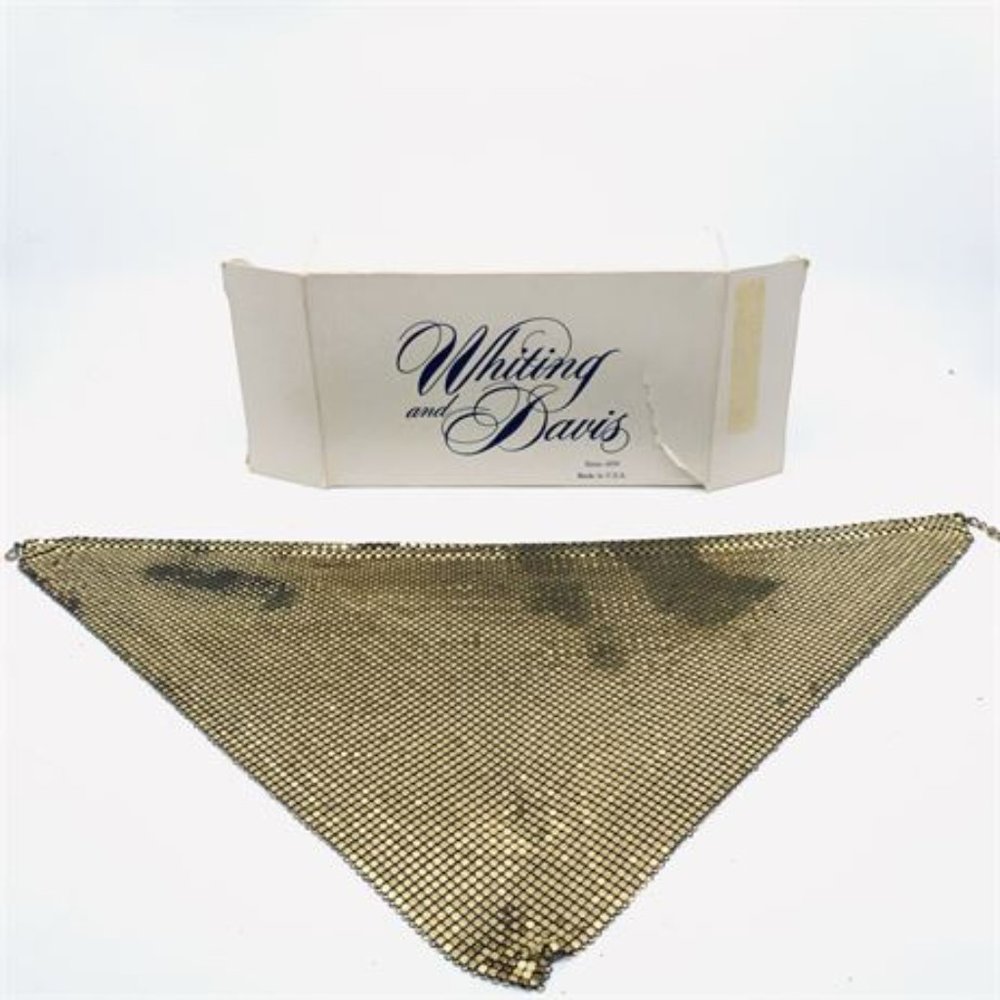 Whiting & Davis Authentic Gold Mesh Necklace Scarf 1970s FREE SHIPPING